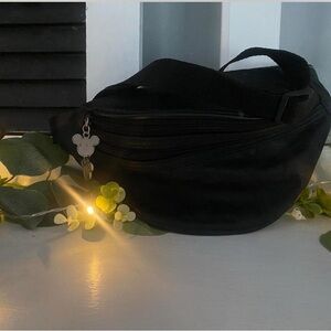 Chic Black Kids Belt Bag with Mouse Charm